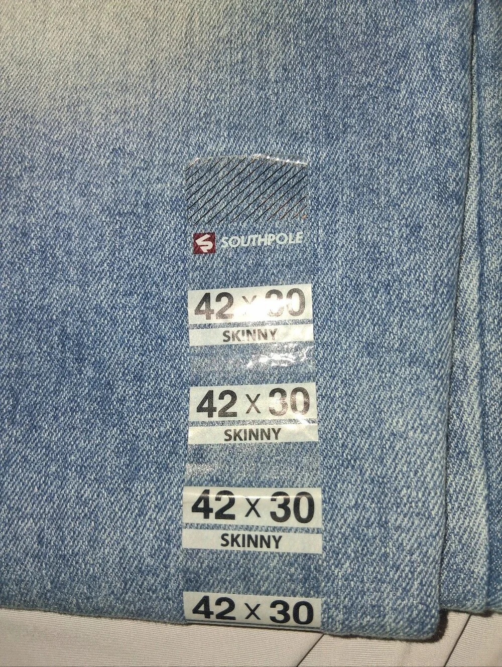 NWT South Pole Men's Light Blue Slim Straight Jeans Size 42 X 30